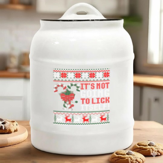 Its Not Going To Lick Itself Candy Cane Ugly Sweat Ceramic Cookie Jars