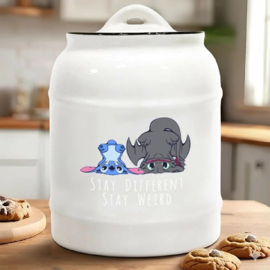 Stay Different Stay Weird Toothless And Stitch Ceramic Cookie Jars
