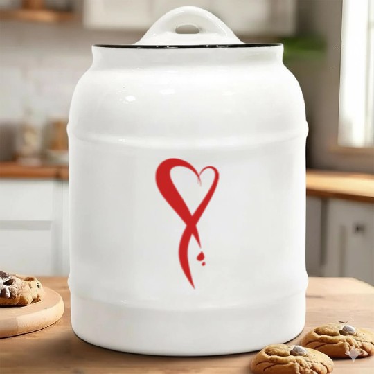 Heart bleeding, hand drawn Ceramic Cookie Jars