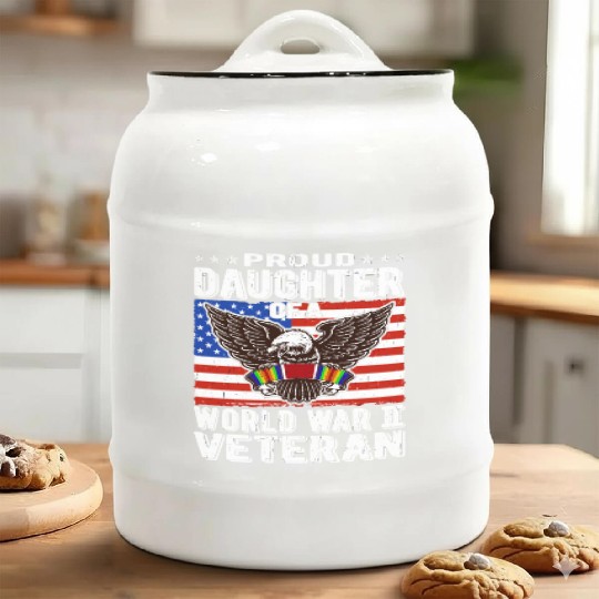 Proud Daughter Of A World War 2 Veteran Patriotic Ceramic Cookie Jars