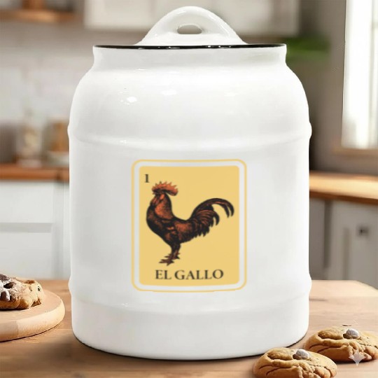 Mexican El Gallo Lottery Traditional Rooster Bingo Ceramic Cookie Jars