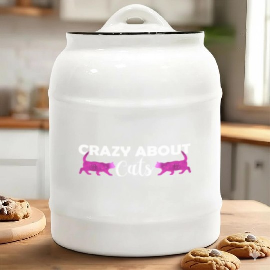 Crazy about cats - Cat lover - Cat owner gift Ceramic Cookie Jars