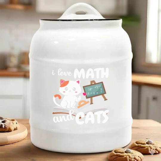 I Love Math And Cats Mathematics Ceramic Cookie Jars