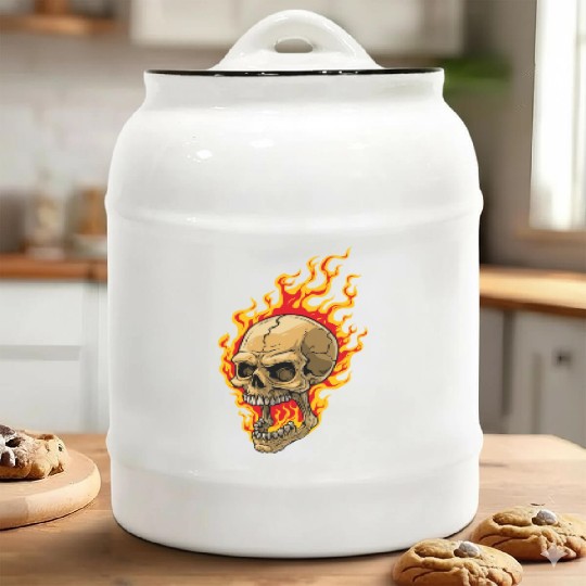 skull fire Ceramic Cookie Jars halloween