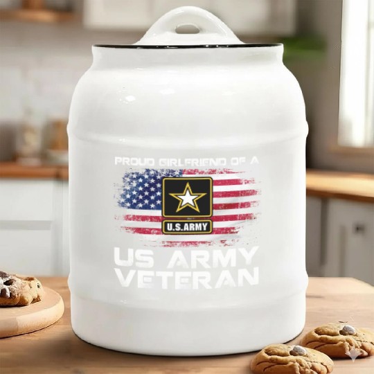 Proud Girlfriend Of A Us Army Veteran Military Ceramic Cookie Jars