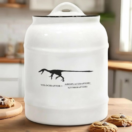 Velociraptor Science Joke Ceramic Cookie Jars