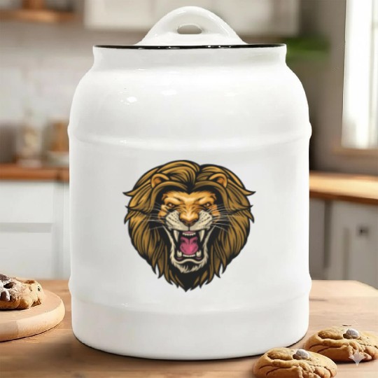 angry lion head Ceramic Cookie Jars