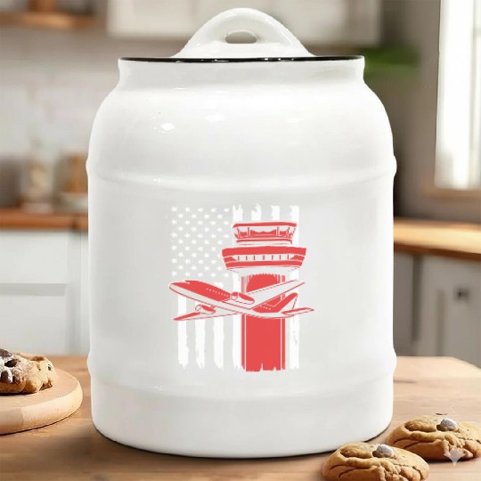 Pilot American Flag Air Traffic Controller Ceramic Cookie Jars