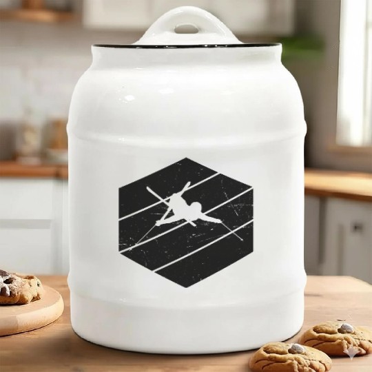 Freestyle skier skiing stunt ski Ceramic Cookie Jars