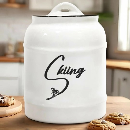 Skiing Ceramic Cookie Jars