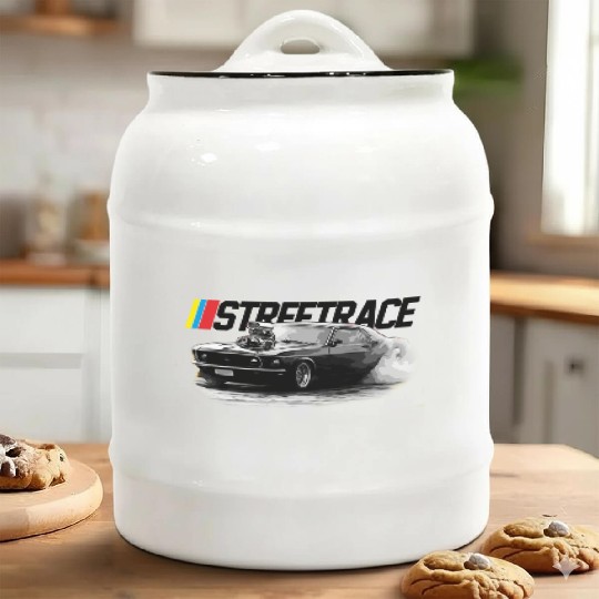 STREET RACE Muscle Car Supercharger Turbo Burnout Ceramic Cookie Jars