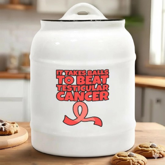 It Takes Balls To Beat Testicular Cancer Ceramic Cookie Jars