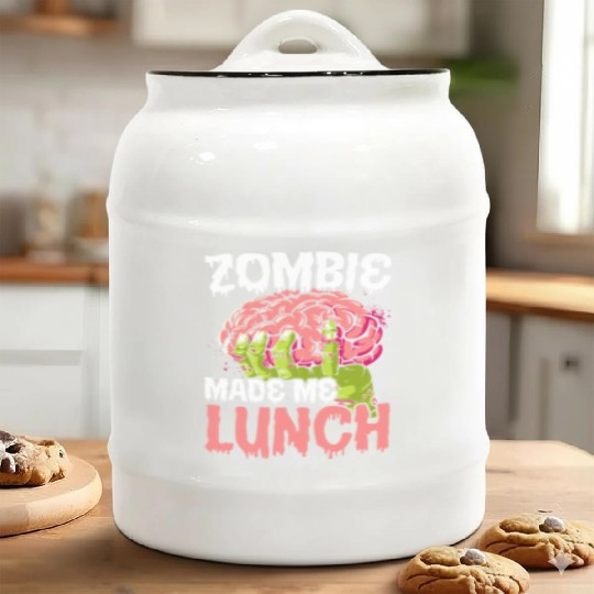 Zombie Made Me Lunch Halloween Trick Or Treat Ceramic Cookie Jars