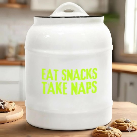 Eat Snacks Take Naps Ceramic Cookie Jars
