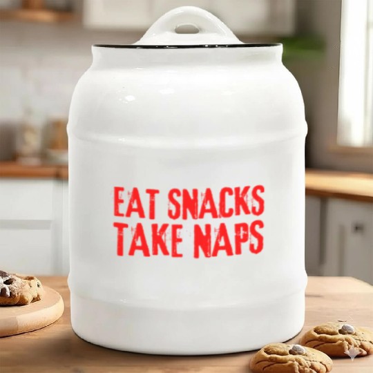 Eat Snacks Take Naps Ceramic Cookie Jars