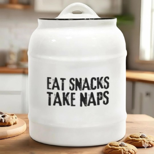 Eat Snacks Take Naps Ceramic Cookie Jars
