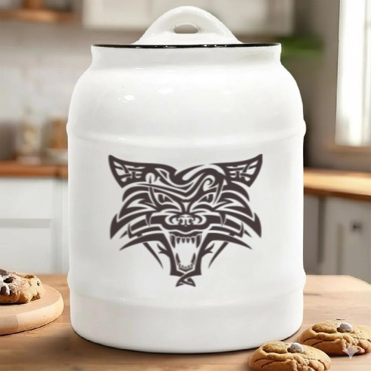Shape wolf head cool tattoo animal vector image Ceramic Cookie Jars
