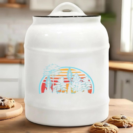 Retro Style Wildlife Trees Outdoors Nature Forest Ceramic Cookie Jars