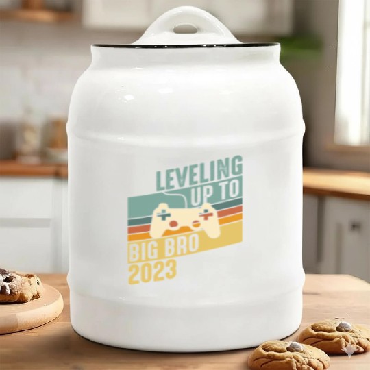 Level up Big Brother 2023 Baby Gamer Boy Baby Ceramic Cookie Jars