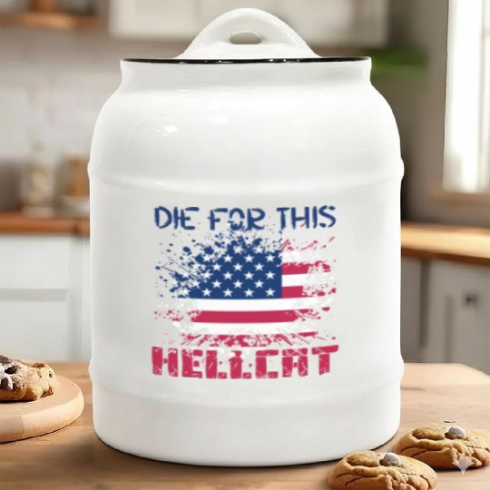 Die For This Hellcat- Vintage US Flag Ceramic Cookie Jars