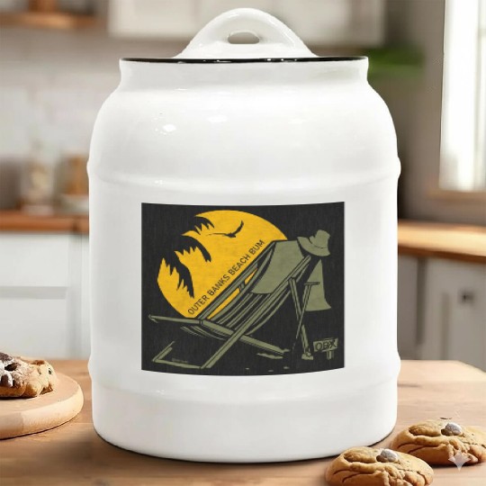 OBX Beach B OBX Army Green Black Vintage Ceramic Cookie Jars