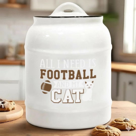 Sunday Football All I Need Is Football And My Cat Ceramic Cookie Jars