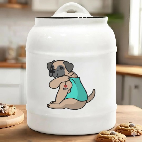 I Love Mom Tattoo English Mastiff Ceramic Cookie Jars