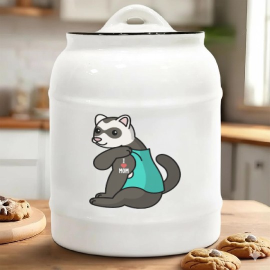 I Love Mom Tattoo Ferret Ceramic Cookie Jars