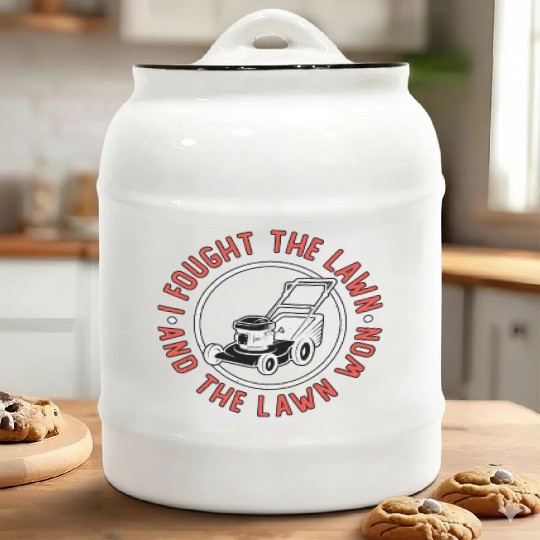 I Fought The Lawn And The Lawn Won Lawn Mowing Ceramic Cookie Jars