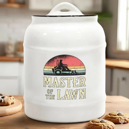Lawn Mower Master Of The Lawn Garden Lawn Mowing Ceramic Cookie Jars