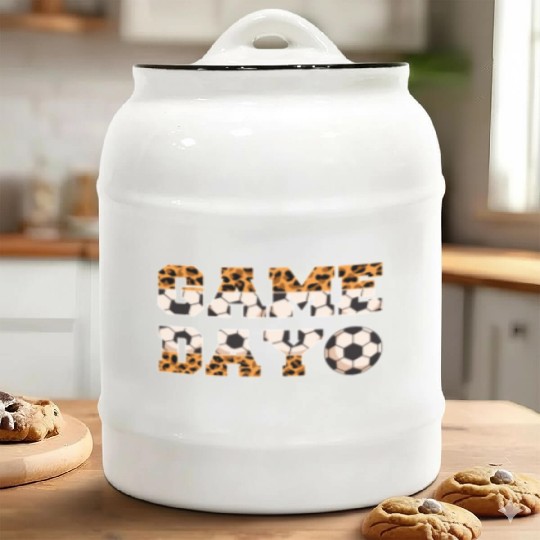 Leopard Soccer Game Day Sports Lover Ceramic Cookie Jars