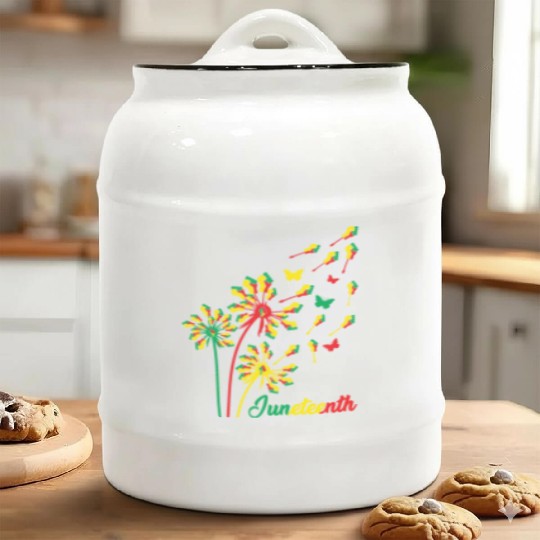 Dandelion Flower With Flying Fists Juneteenth Cele Ceramic Cookie Jars