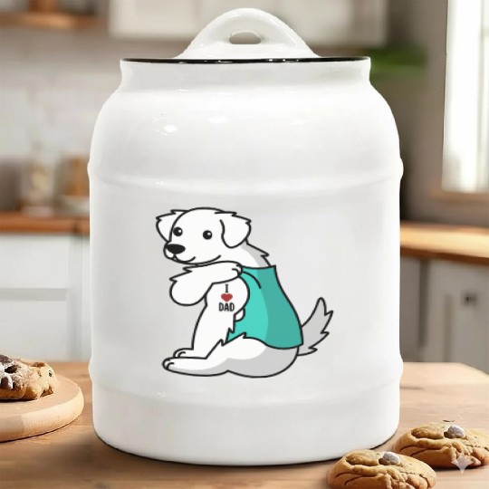 I Love Dad Great Pyrenees Ceramic Cookie Jars