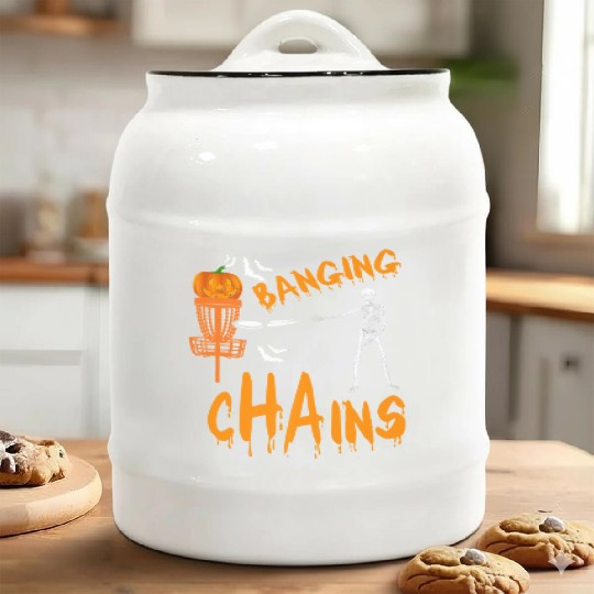 Halloween Funny Disc Golf Frolf skeleton Costume Ceramic Cookie Jars