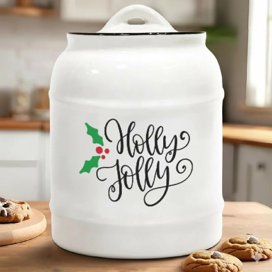 Holly Jolly Mistletoe Holiday Ceramic Cookie Jars