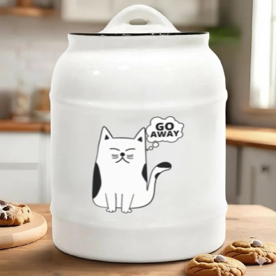 Go Away Angry Cat Ceramic Cookie Jars