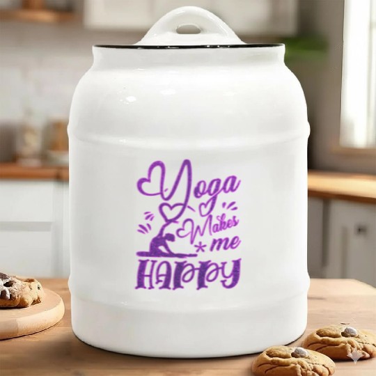Funny Yoga Makess Me Happy Ceramic Cookie Jars