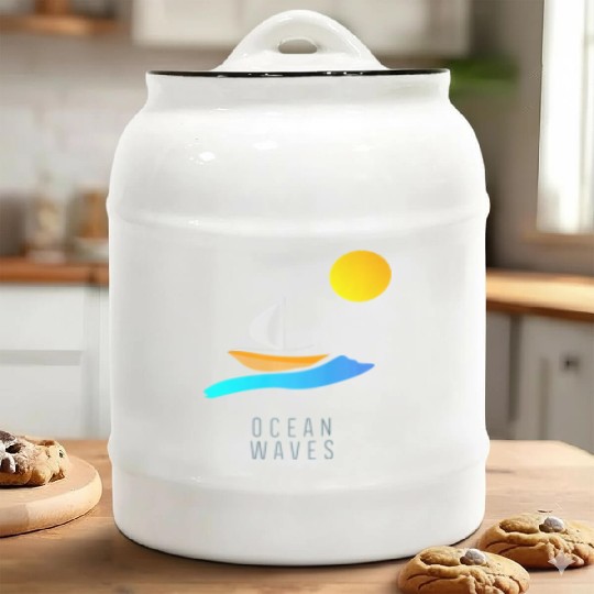 Ocean Waves Sailing Yachting Abstract Ceramic Cookie Jars