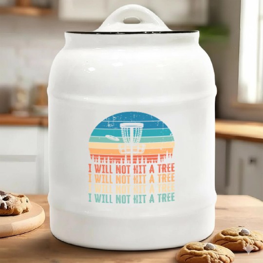 Funny Disc Golf Tree Gift Distressed Vintage Ceramic Cookie Jars