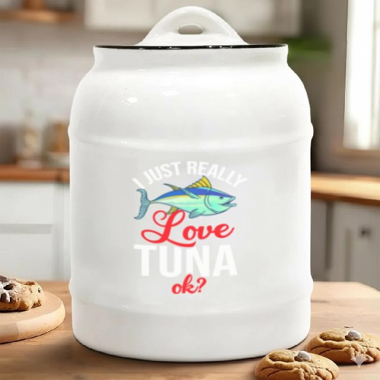Red Tuna Fish Bluefin Fishing Salad Ceramic Cookie Jars
