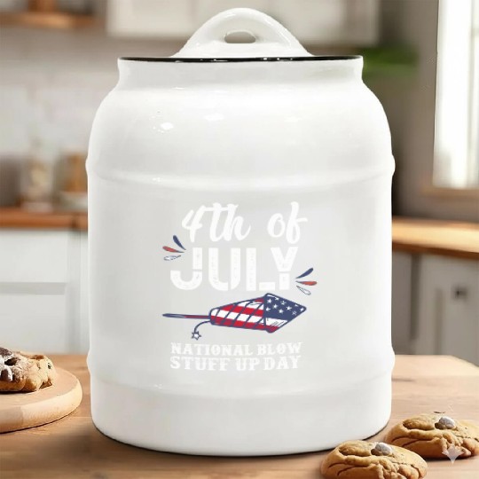 July 4th National Fireworks Day Ceramic Cookie Jars