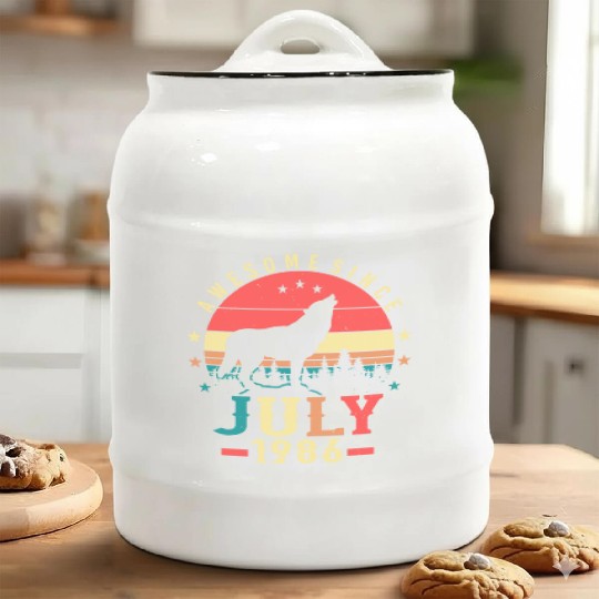 Birthday Greeting For July 1986 Ceramic Cookie Jars