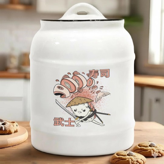 Funny Retro Sushi Samurai Sushi Warrior Ninja Move Ceramic Cookie Jars