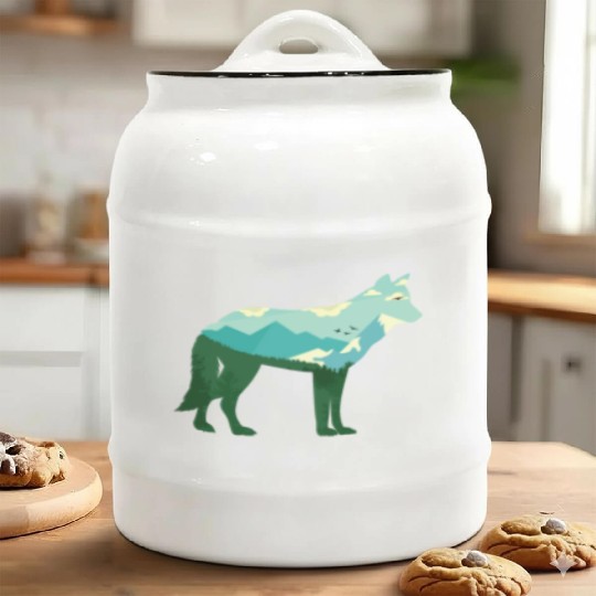 Mountain Wolf Ceramic Cookie Jars