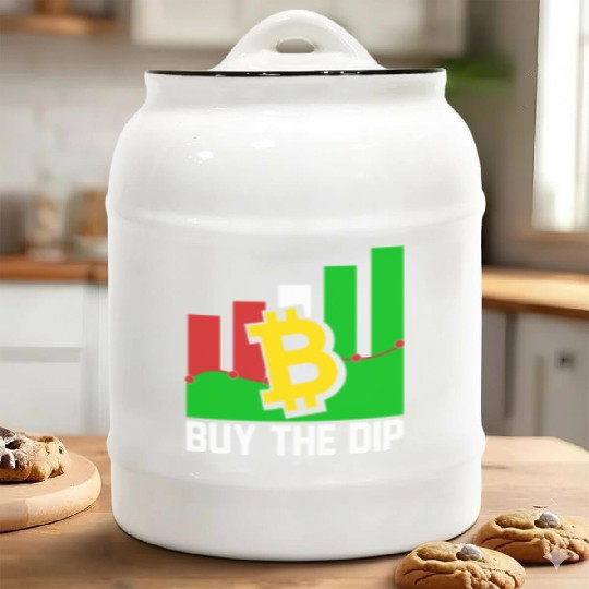 Buy The Dip Blockchain Bitcoin SVG Ceramic Cookie Jars