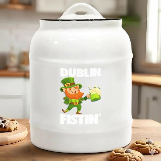 Dublin Fistin St. Patrick's Day Drinking Ceramic Cookie Jars