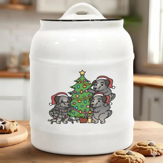 Irish Wolfhound Christmas Tree Ceramic Cookie Jars