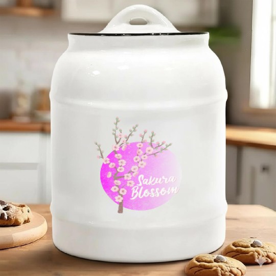 Japan Sakura Blossom Colorful Ceramic Cookie Jars