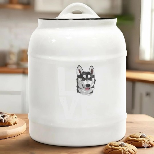 LOVE HUSKY DOGS Ceramic Cookie Jars