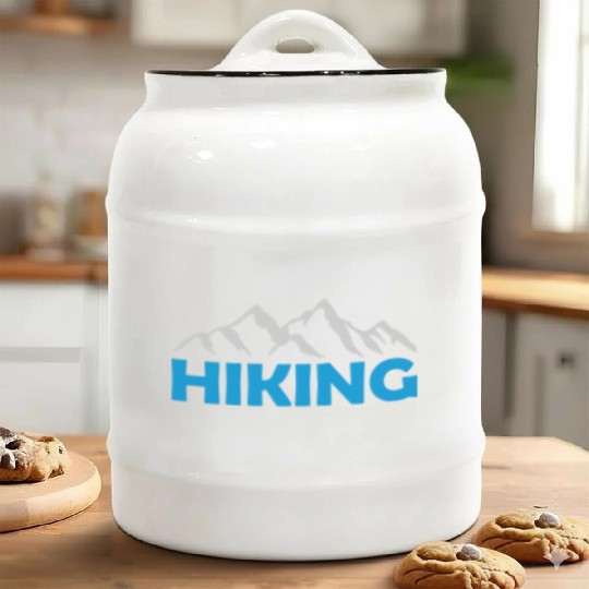 Hiking mountains landscape silhouette Ceramic Cookie Jars